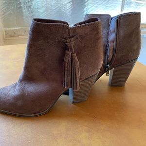 Brown suede booties